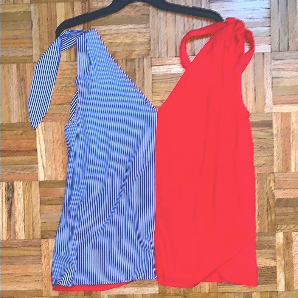 NWT SugarFox Red/White/Blue Color-block & Striped Blousy Tank